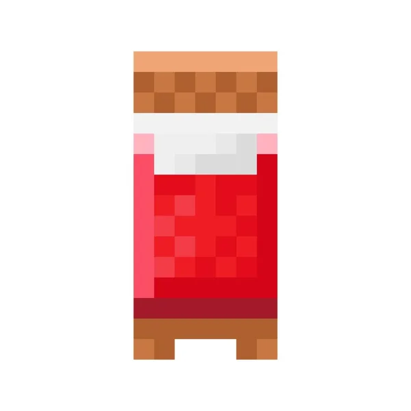 Pixel Art Lit Rouge Image Vectorielle Meubles Chambre — Image vectorielle