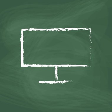 Bilgisayar ekran hattı Simge tasarımı beyaz tebeşir. Tahtaya bir resim çiz.