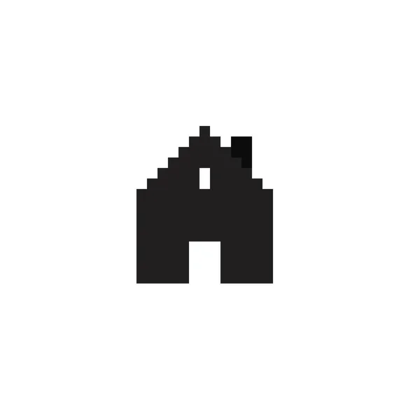 Ícone Arte Pixel Casa Preta Ícone Construção Pixels Estilo Gráfico — Vetor de Stock