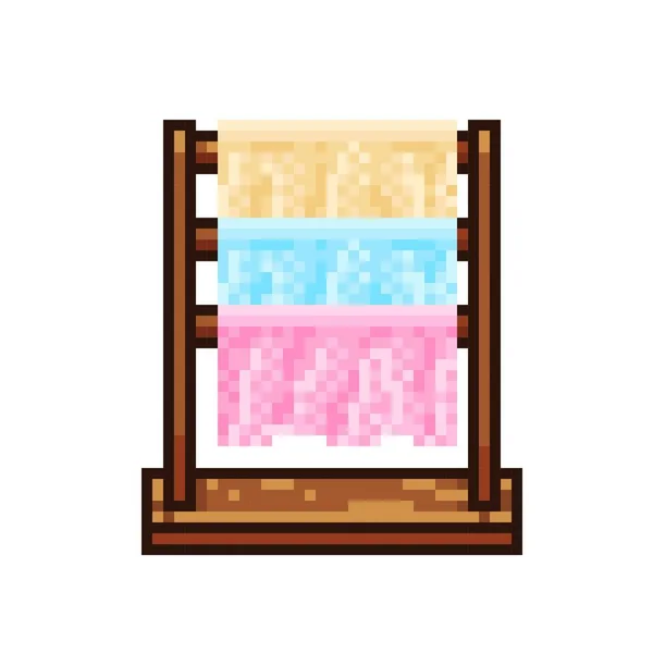 Stojan Šaty Umístěný Podlaze Pixel Art Dřevěný Věšák Šaty Pixel — Stockový vektor