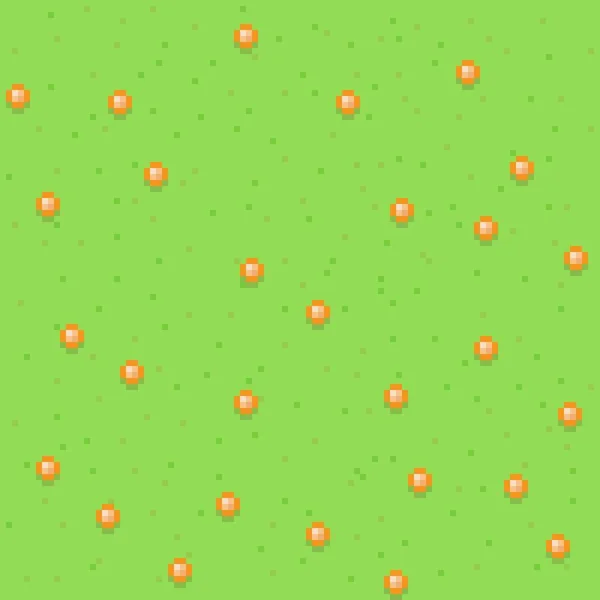Çimen Pikseli Sanat Geçmişi Çimen Dokusu Piksel Sanat Vektörü Çiçek — Stok Vektör
