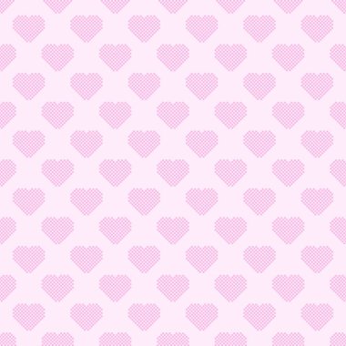 Kalp desenli pikseller. Kusursuz desen. Piksel sanat kalp deseni. Sevgililer Günü.