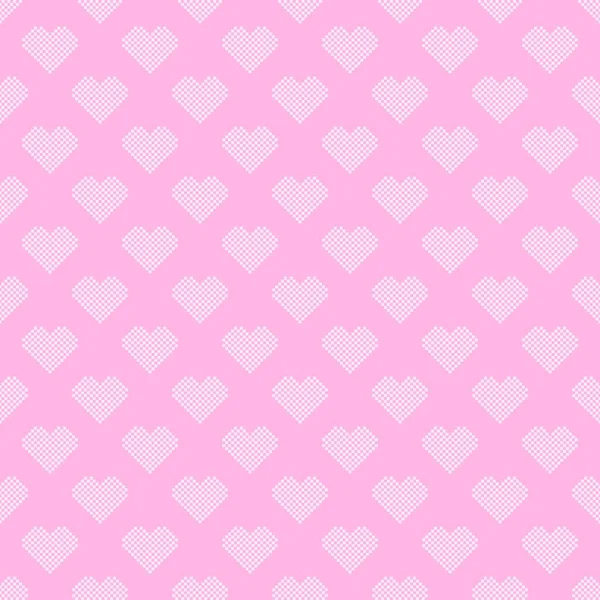 Srdeční Obrazec Pixel Bezproblémový Vzorec Pixelový Vzorec Srdce Valentýn — Stockový vektor