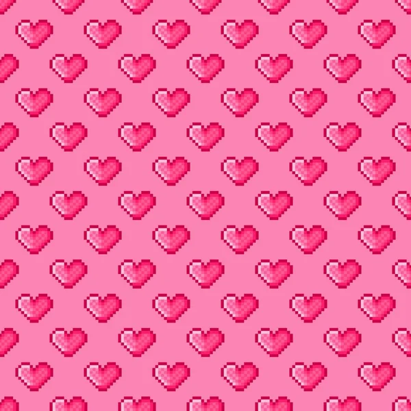Пікселі Серця Безшовні Візерунки Картинна Схема Серця Pixel Валентинів День — стоковий вектор