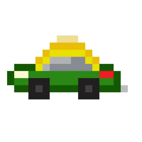 Pixel Art Taxi Icône Voiture Transports Commun Illustration Vectorielle — Image vectorielle