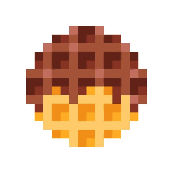 Circle Waffle Pixel Art Vector Illustration Valentine Day Chocolate Coated — Stockvektor