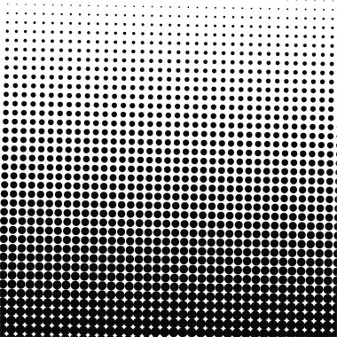 Beyaz ve siyah daireler, yarım ton eğimli arkaplan. Vektör illüstrasyonu.