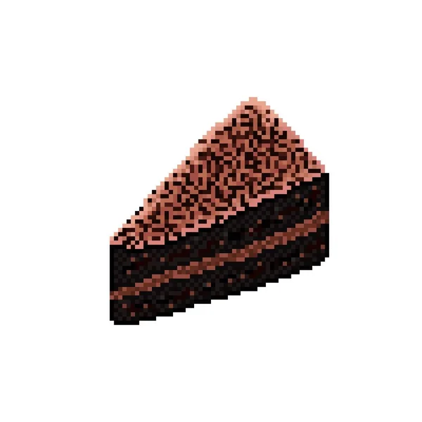 Schokoladenkuchen Pixelkunst Vektorillustration Valentinstag Ikone Schokoladenkuchen — Stockvektor
