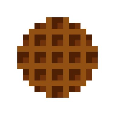 Circle waffle pixel art. Vector illustration. Valentine's Day. Chocolate Waffles.