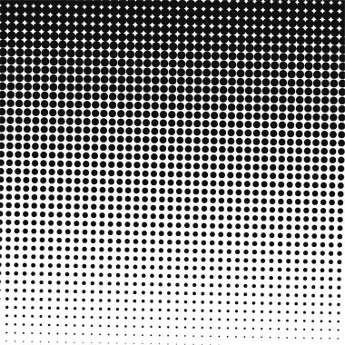 Beyaz ve siyah daireler, yarım ton eğimli arkaplan. Vektör illüstrasyonu.
