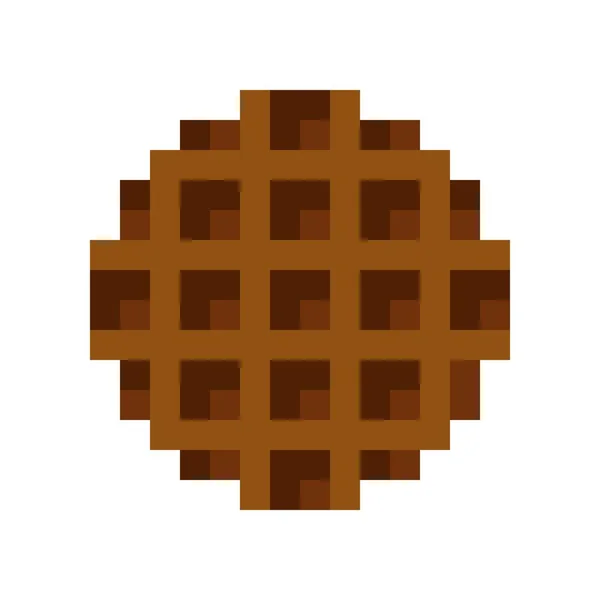 Circle Waffle Pixel Art Vector Illustration Valentine Day Chocolate Waffles — Stock vektor