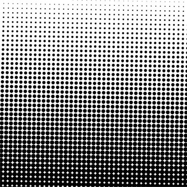 Beyaz ve siyah daireler, yarım ton eğimli arkaplan. Vektör illüstrasyonu.