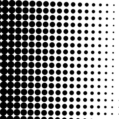 Beyaz ve siyah daireler, yarım ton eğimli arkaplan. Vektör illüstrasyonu.
