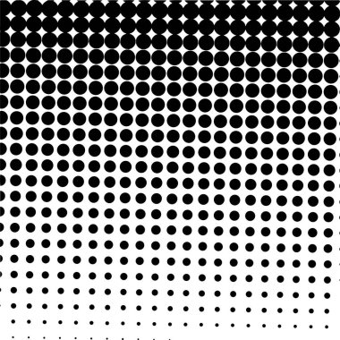 Beyaz ve siyah daireler, yarım ton eğimli arkaplan. Vektör illüstrasyonu.