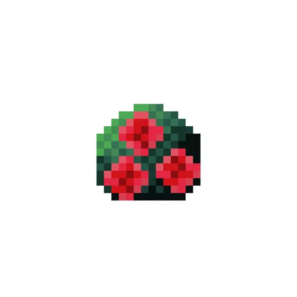 Rose Bush Pixel Art Icon Bush Vector Illustration — Stok Vektör