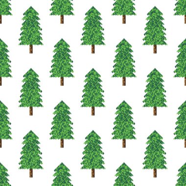 Christmas trees pattern pixel art. Seamless pattern. Pixel art Christmas trees pattern. 