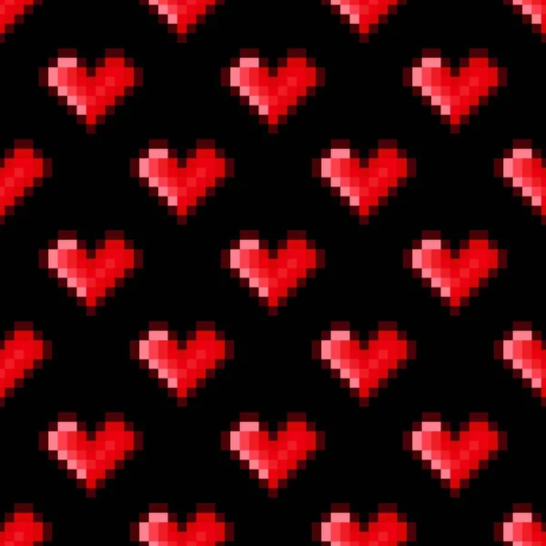 Pixelkunst Mit Herzmuster Nahtloses Muster Pixel Art Herzmuster Valentinstag — Stockvektor