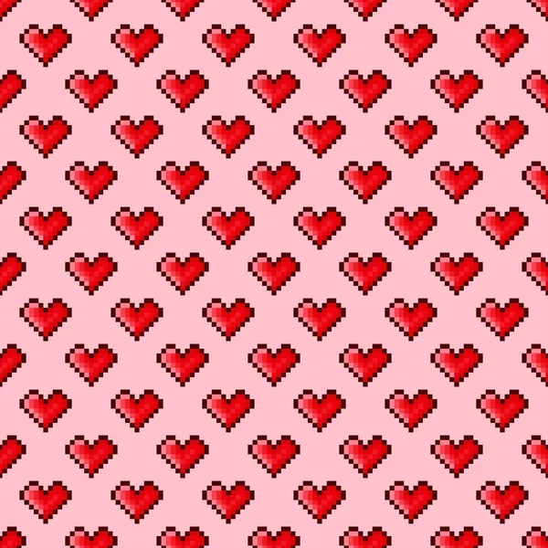 Pixel Art Motif Coeur Modèle Sans Couture Pixel Art Motif — Image vectorielle