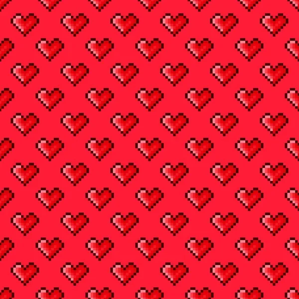 Pixel Art Motif Coeur Modèle Sans Couture Pixel Art Motif — Image vectorielle