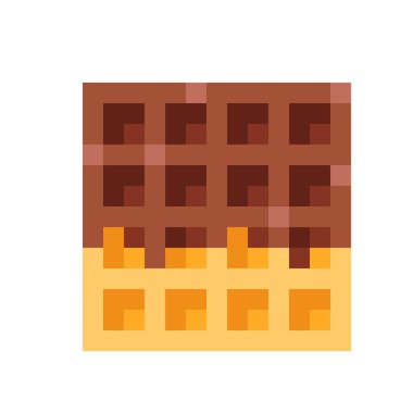 Square waffle pixel art. Vector illustration. Valentine's Day. Chocolate Coated Waffles.