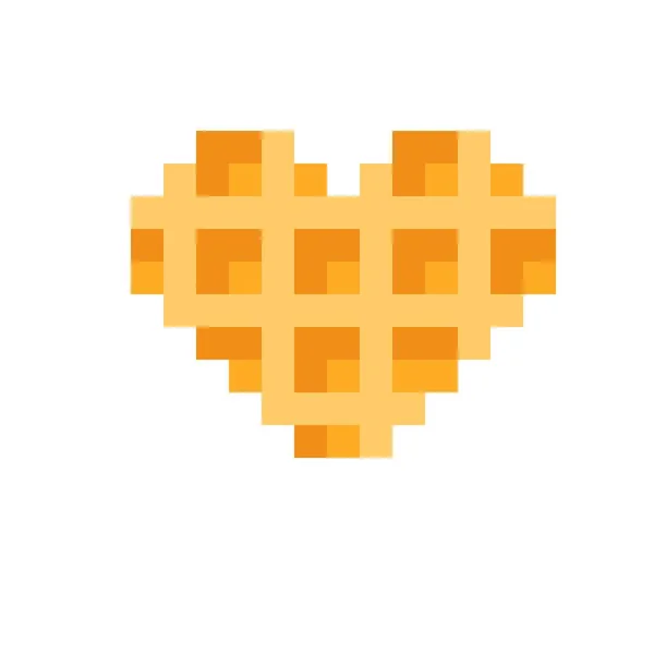 Heart Waffle Pixel Art Vector Illustration Valentine Day — Image vectorielle