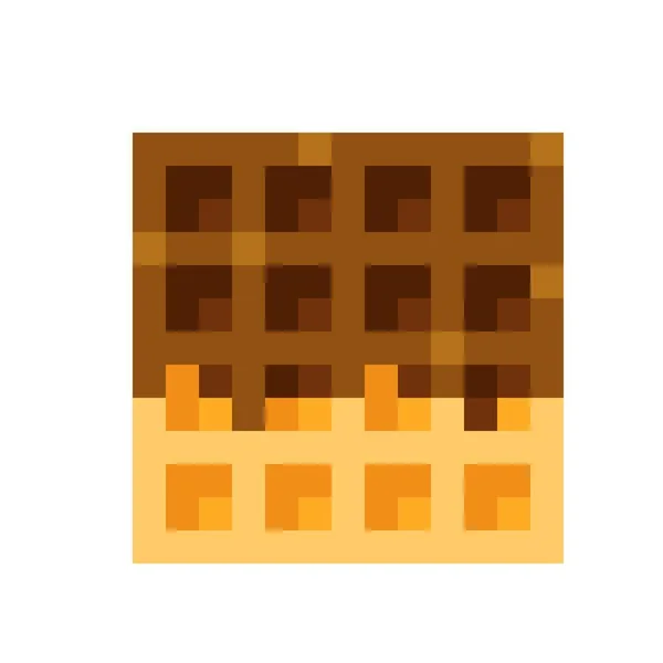 Square Waffle Pixel Art Vector Illustration Valentine Day Chocolate Coated — 스톡 벡터