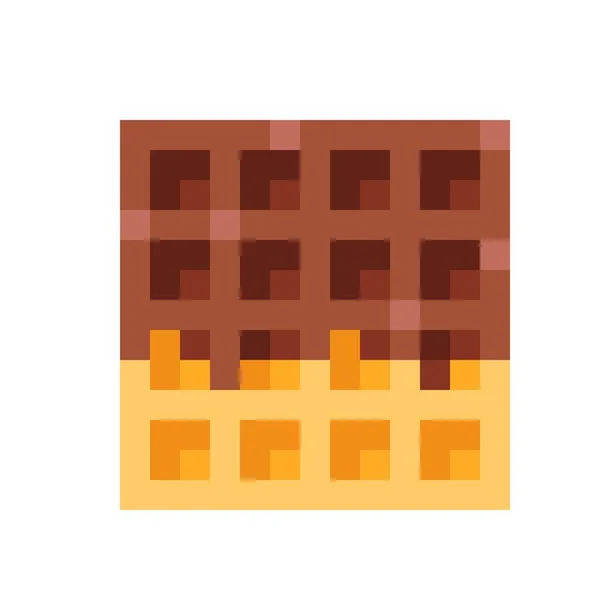 Square Waffle Pixel Art Vector Illustration Valentine Day Chocolate Coated — Stockvektor