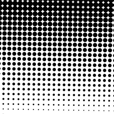 Beyaz ve siyah daireler, yarım ton eğimli arkaplan. Vektör illüstrasyonu.