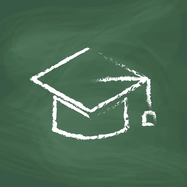 Graduation Cap Line Icon Design White Chalk Draw Picture Blackboard — ストックベクタ