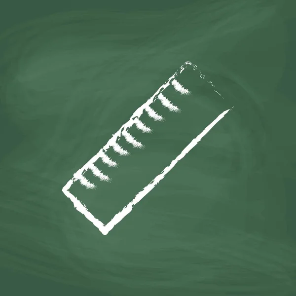 Ruler Line Icon Design White Chalk Draw Picture Blackboard — Stock vektor