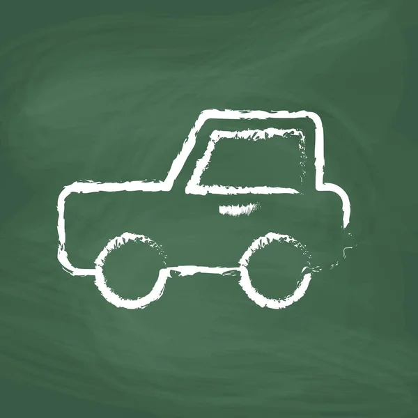 Car Line Icon Design White Chalk Draw Picture Blackboard — стоковый вектор