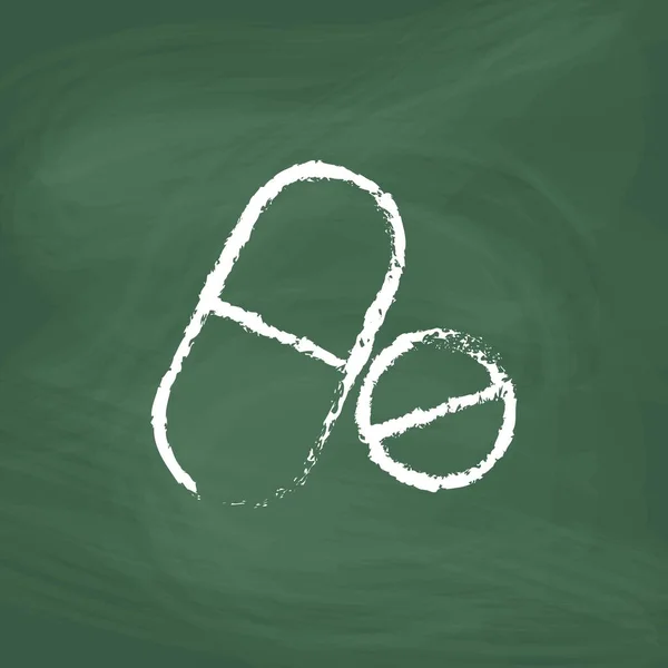 Medical Drugs Line Icon Design White Chalk Draw Picture Blackboard — 스톡 벡터