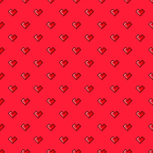 Arte Píxeles Patrón Corazón Patrón Sin Costuras Pixel Arte Patrón — Vector de stock