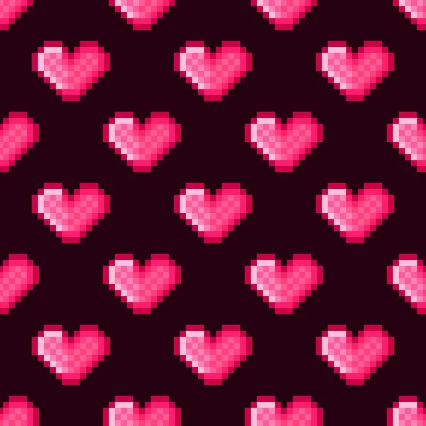 Heart Pattern Pixel Art Seamless Pattern Pixel Art Heart Pattern — Stock Vector