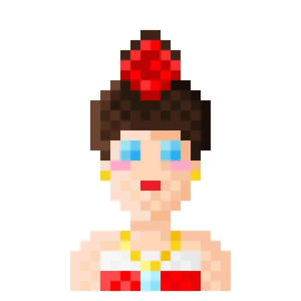 Сцена Персонажа Піксельного Мистецтва Векторні Ілюстрації Жінка Троянда Піксель Мистецтва — стоковий вектор