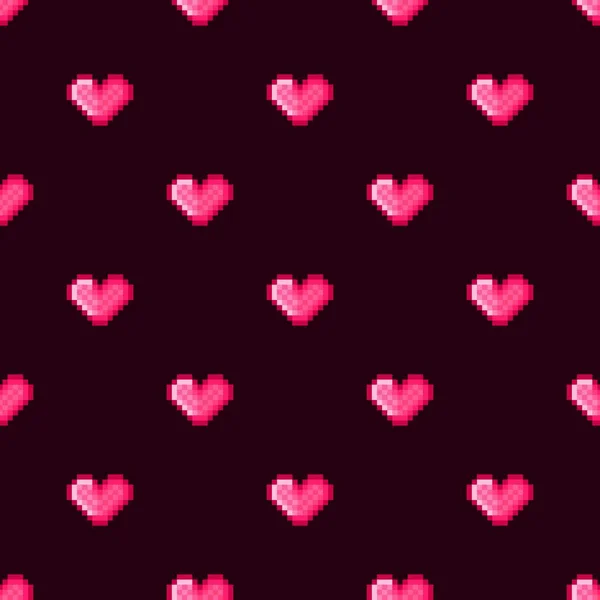 Pixelkunst Mit Herzmuster Nahtloses Muster Pixel Art Herzmuster Valentinstag — Stockvektor