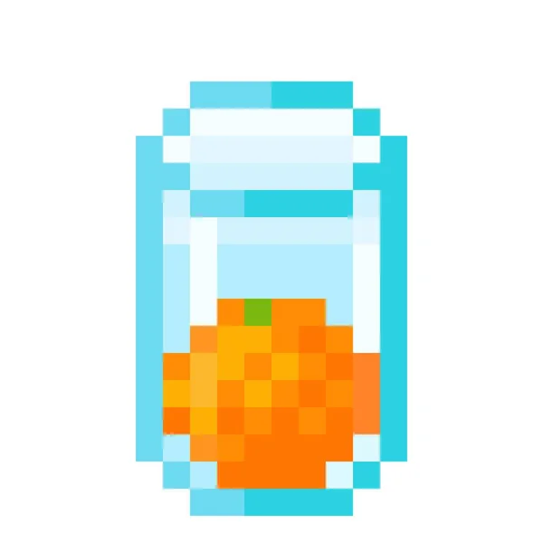 Orange Juice Pixel Art Orange Juice Glass Icon Pixel Art — Stok Vektör