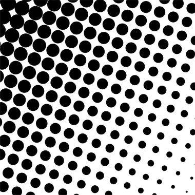 Beyaz ve siyah daireler, yarım ton eğimli arkaplan. Vektör illüstrasyonu.
