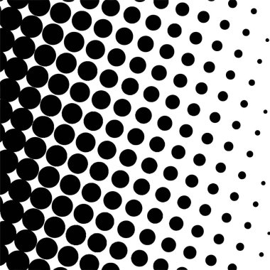 Beyaz ve siyah daireler, yarım ton eğimli arkaplan. Vektör illüstrasyonu.