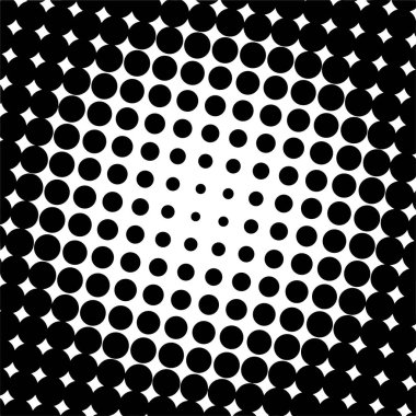 Beyaz ve siyah daireler, yarım ton eğimli arkaplan. Vektör illüstrasyonu.