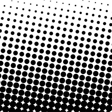 Beyaz ve siyah daireler, yarım ton eğimli arkaplan. Vektör illüstrasyonu.