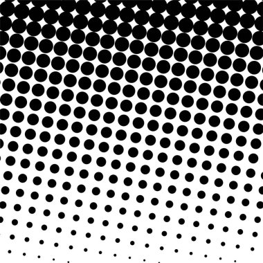 Beyaz ve siyah daireler, yarım ton eğimli arkaplan. Vektör illüstrasyonu.