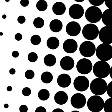 Beyaz ve siyah daireler, yarım ton eğimli arkaplan. Vektör illüstrasyonu.