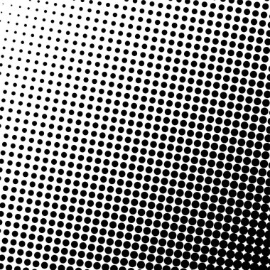 Beyaz ve siyah daireler, yarım ton eğimli arkaplan. Vektör illüstrasyonu.