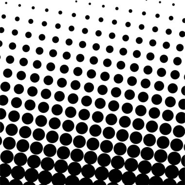 Beyaz ve siyah daireler, yarım ton eğimli arkaplan. Vektör illüstrasyonu.