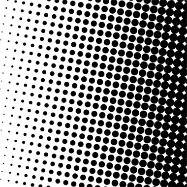 Beyaz ve siyah daireler, yarım ton eğimli arkaplan. Vektör illüstrasyonu.