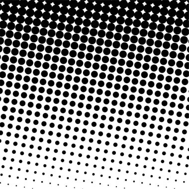 Beyaz ve siyah daireler, yarım ton eğimli arkaplan. Vektör illüstrasyonu.