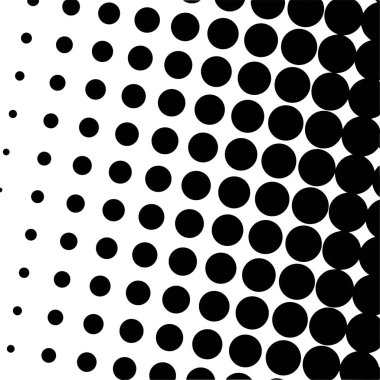 Beyaz ve siyah daireler, yarım ton eğimli arkaplan. Vektör illüstrasyonu.