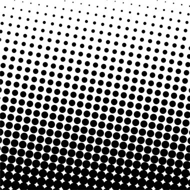 Beyaz ve siyah daireler, yarım ton eğimli arkaplan. Vektör illüstrasyonu.