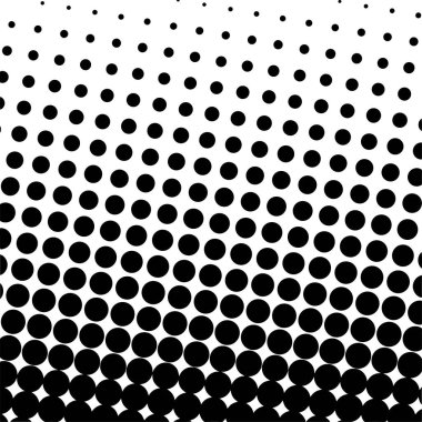 Beyaz ve siyah daireler, yarım ton eğimli arkaplan. Vektör illüstrasyonu.